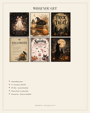 Halloween Printable Wall Art Bundle | 20 Vintage Ghost Witch Cat Posters | Instant Digital Download 8x10