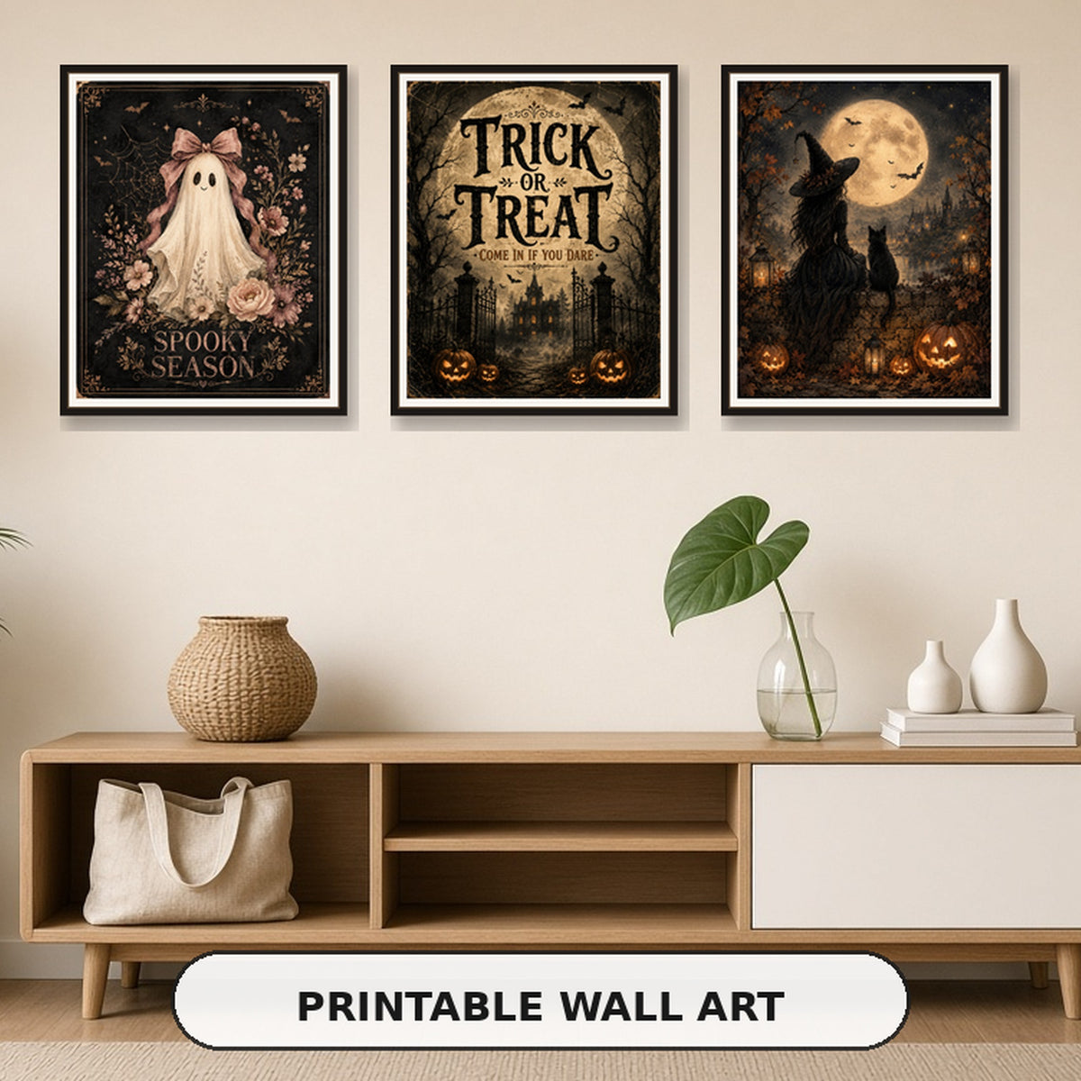 Halloween Printable Wall Art Bundle | 20 Vintage Ghost Witch Cat Posters | Instant Digital Download 8x10